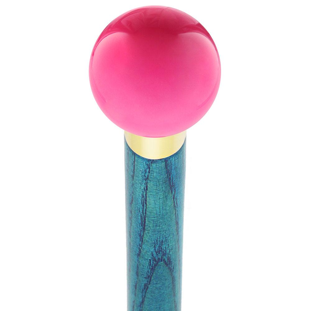 Royal Canes Hot Pink Round Knob Cane w/ Custom Color Ash Shaft & Collar