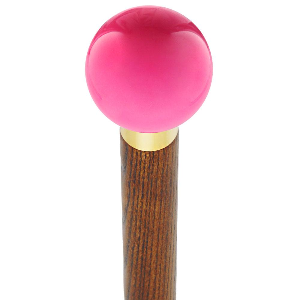 Royal Canes Hot Pink Round Knob Cane w/ Custom Color Ash Shaft & Collar