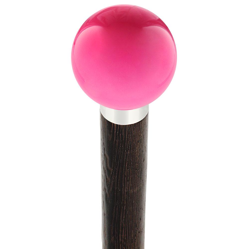 Royal Canes Hot Pink Round Knob Cane w/ Custom Wood Shaft & Collar