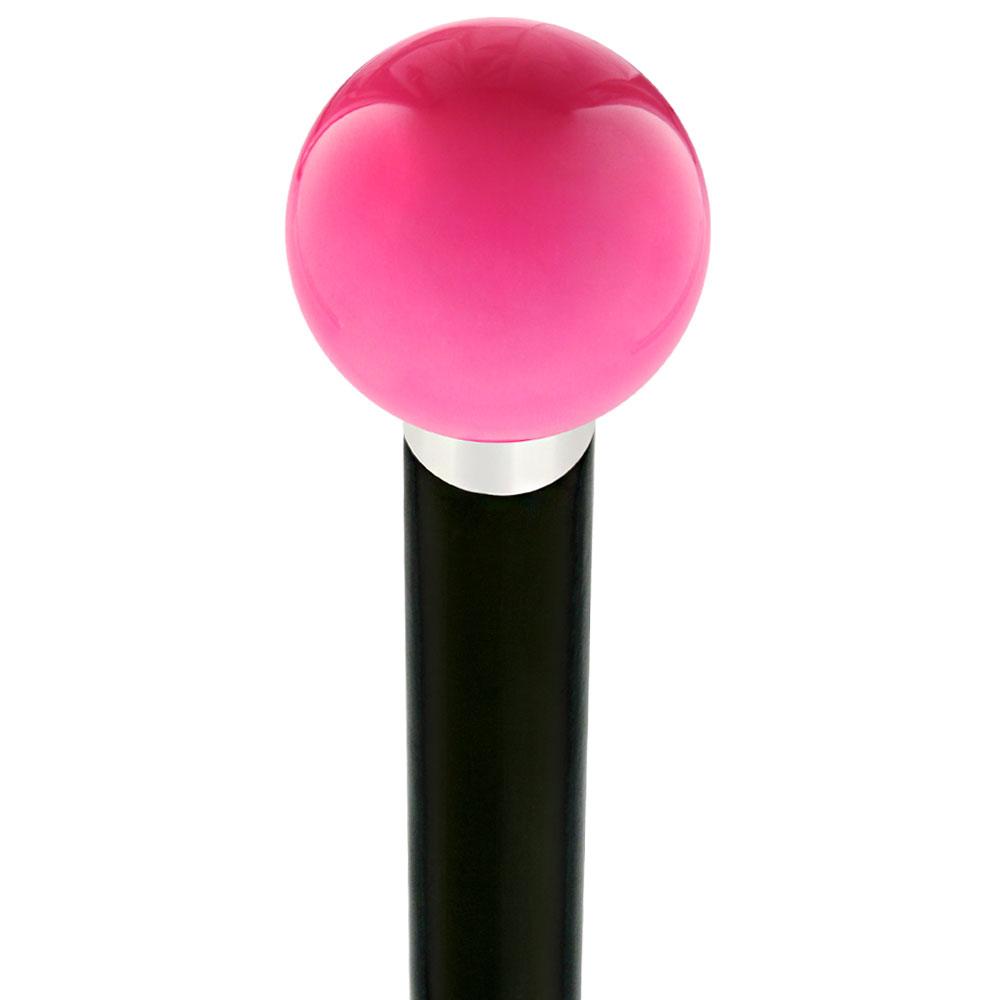 Royal Canes Hot Pink Round Knob Cane w/ Custom Wood Shaft & Collar