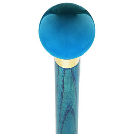 Royal Canes Ocean Blue Metallic Round Knob Cane w/ Custom Color Ash Shaft & Collar