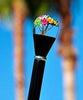 Royal Canes Real Dried Flower Clear Lucite Knob Handle Walking Stick With Black Beechwood Shaft - Silver Collar