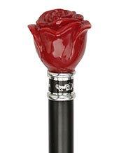 Royal Canes Red Rose Flower Knob Walking Stick With Black Beechwood Shaft and Collar