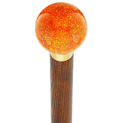 Royal Canes Sparkling Amber Round Knob Cane w/ Custom Color Ash Shaft & Collar