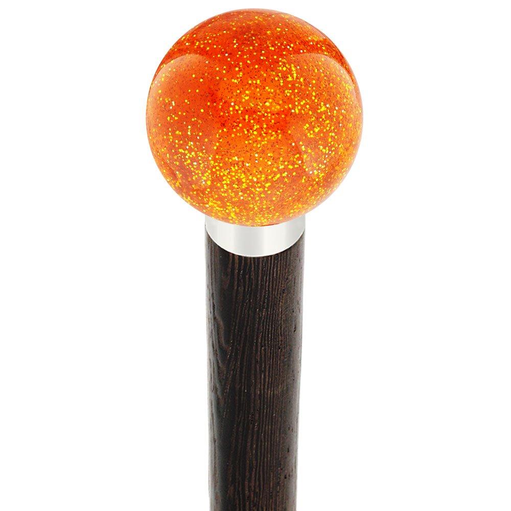 Royal Canes Sparkling Amber Round Knob Cane w/ Custom Wood Shaft & Collar