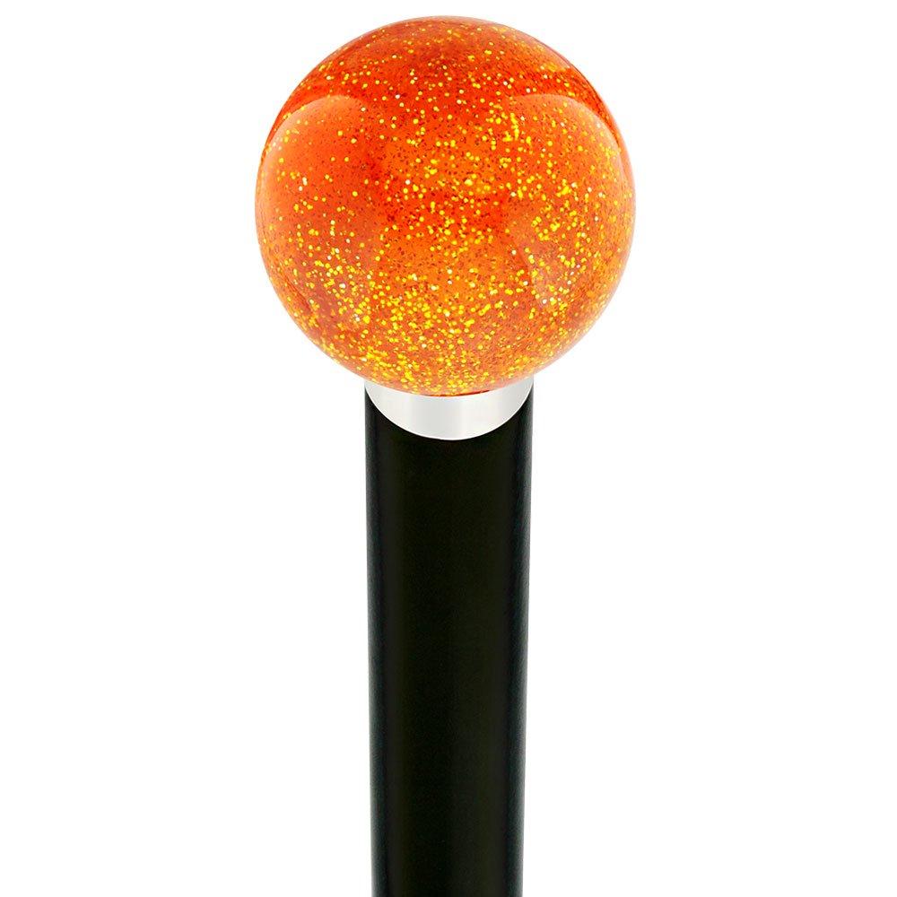 Royal Canes Sparkling Amber Round Knob Cane w/ Custom Wood Shaft & Collar