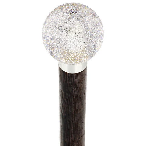 Royal Canes Sparkling Clear Round Knob Cane w/ Custom Wood Shaft & Collar