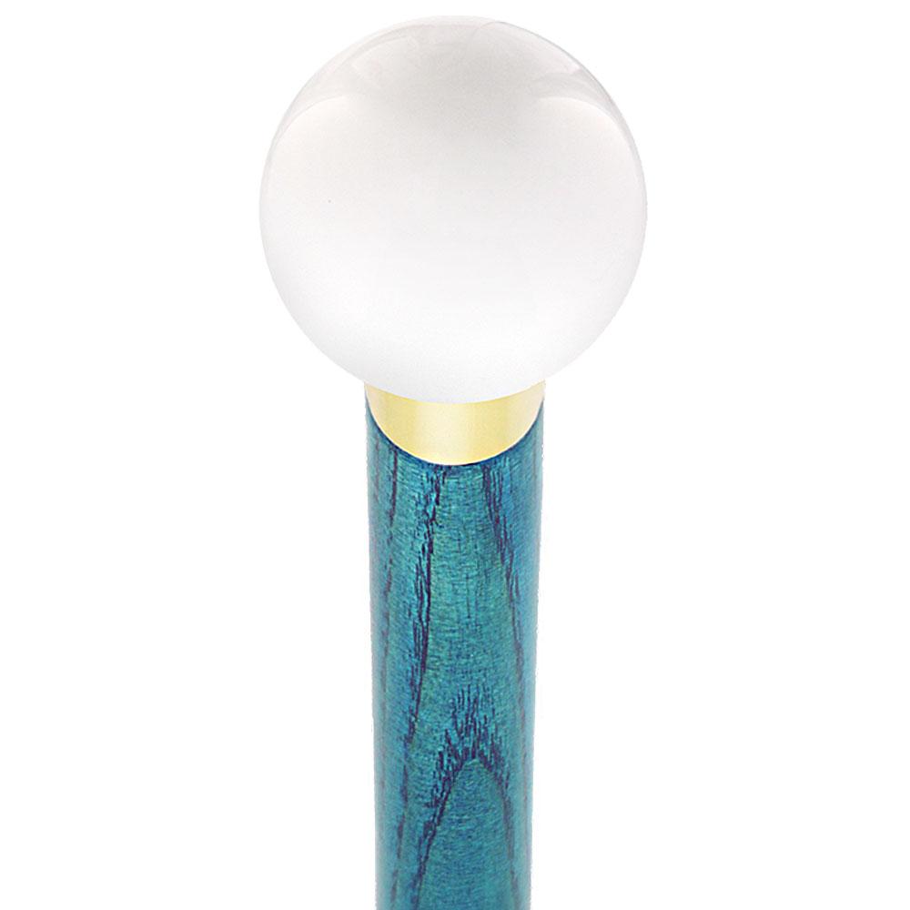 Royal Canes Winter White Round Knob Cane w/ Custom Color Ash Shaft & Collar