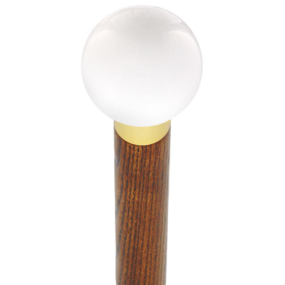 Royal Canes Winter White Round Knob Cane w/ Custom Color Ash Shaft & Collar