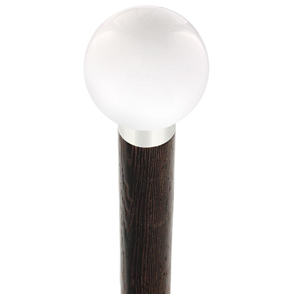 Royal Canes Winter White Round Knob Cane w/ Custom Wood Shaft & Collar