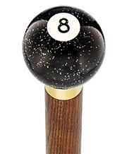 Royal Canes 8 Ball Black Sparkle Round Knob Cane w/ Custom Color Ash Shaft & Collar