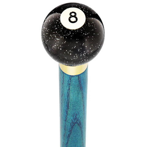 Royal Canes 8 Ball Black Sparkle Round Knob Cane w/ Custom Color Ash Shaft & Collar