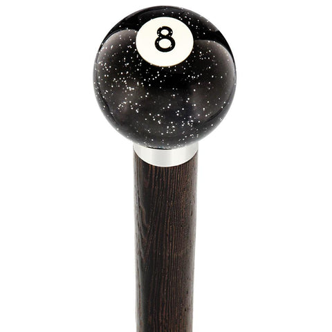 Royal Canes 8 Ball Black Sparkle Round Knob Cane w/ Custom Wood Shaft & Collar