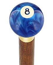 Royal Canes 8 Ball Blue Pearl Round Knob Cane w/ Custom Color Ash Shaft & Collar