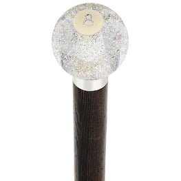 Royal Canes 8 Ball Clear Sparkle Round Knob Cane w/ Custom Wood Shaft & Collar