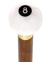 Royal Canes 8 Ball White Pearl Round Knob Cane w/ Custom Color Ash Shaft & Collar