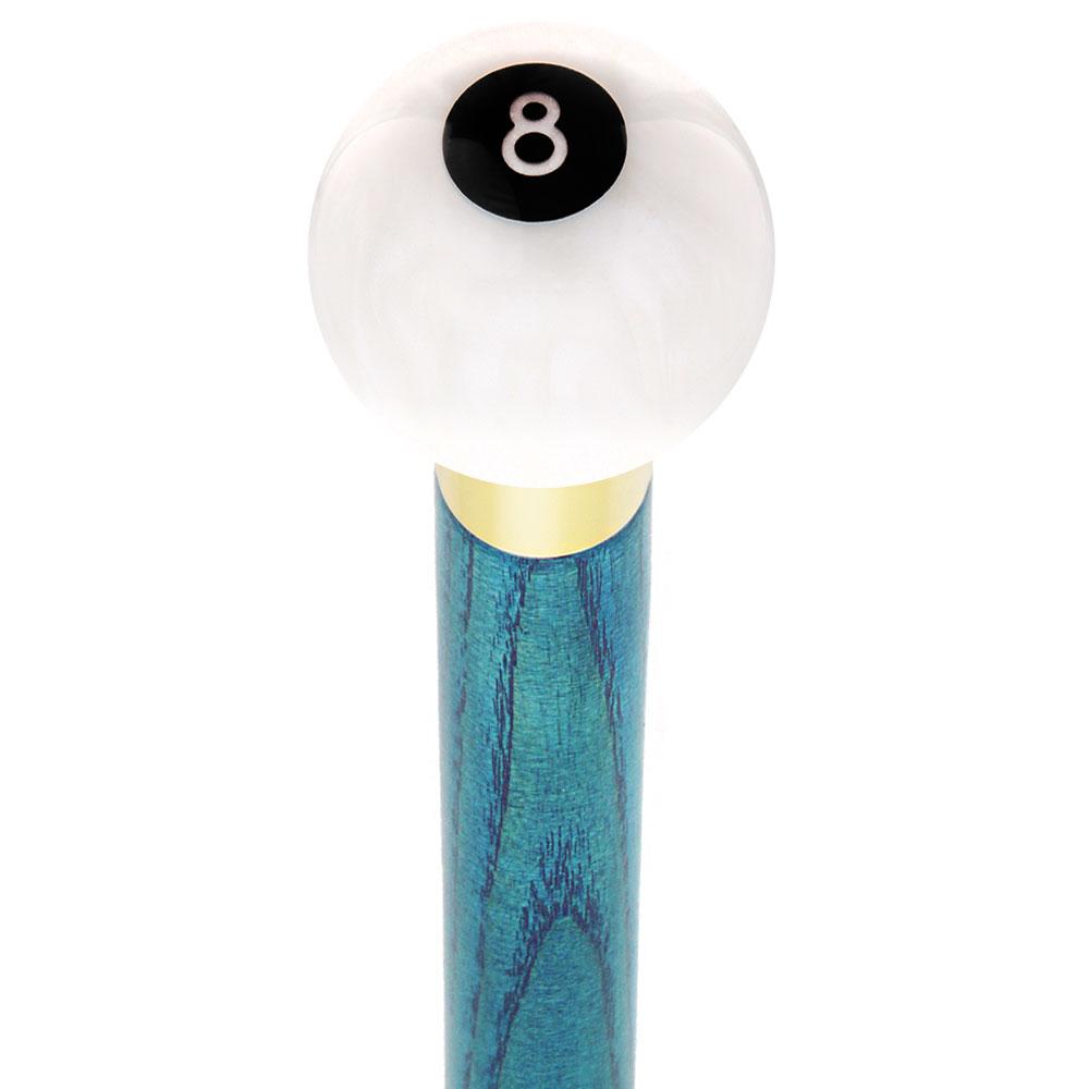 Royal Canes 8 Ball White Pearl Round Knob Cane w/ Custom Color Ash Shaft & Collar