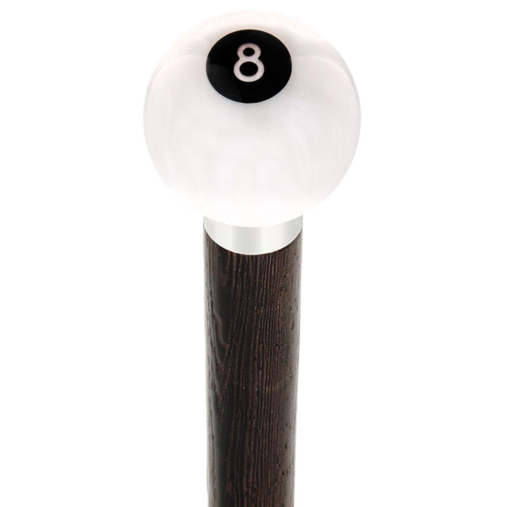 Royal Canes 8 Ball White Pearl Round Knob Cane w/ Custom Wood Shaft & Collar