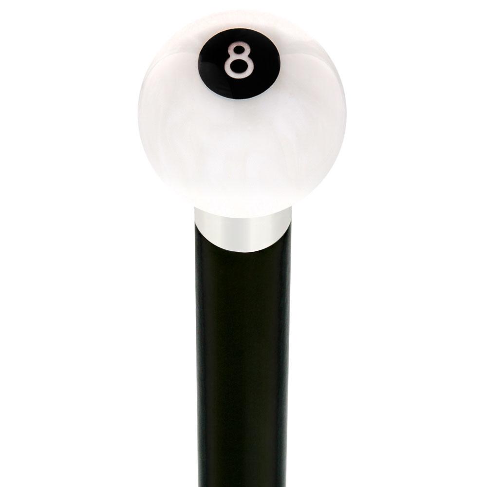 Royal Canes 8 Ball White Pearl Round Knob Cane w/ Custom Wood Shaft & Collar