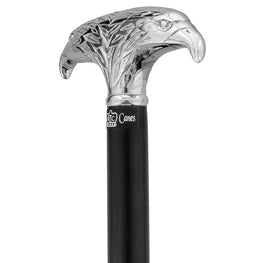 Royal Canes Chrome Plated Double Eagle T-Handle Walking Cane With Black Beechwood Shaft