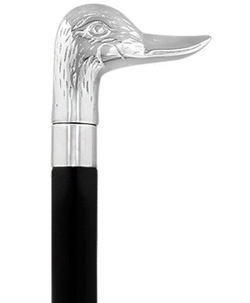 Royal Canes Chrome Plated Duck Handle Walking Cane w/ Custom Color Stained Ash Shaft & Collar