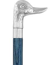 Royal Canes Chrome Plated Duck Handle Walking Cane w/ Custom Color Stained Ash Shaft & Collar