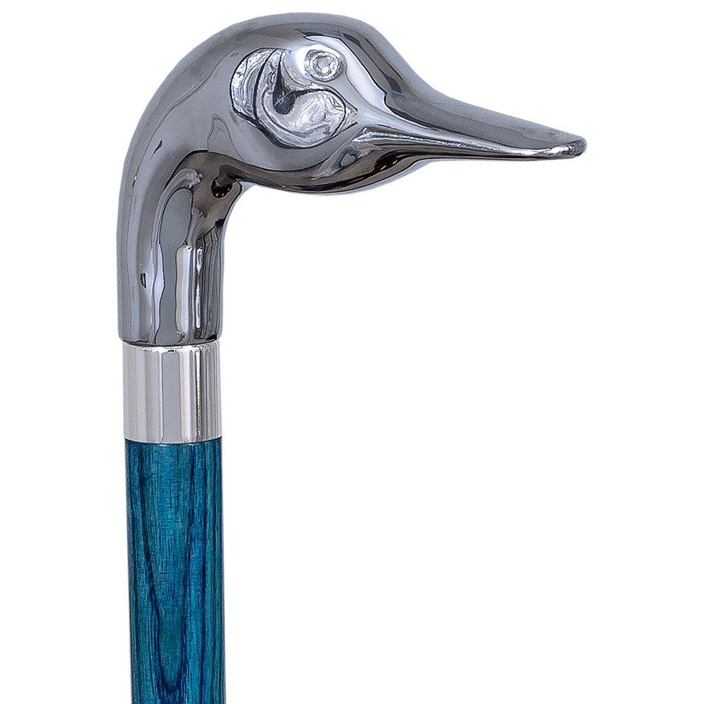 Royal Canes Chrome Plated Goose Handle Walking Cane w/ Custom Color Stained Ash Shaft & Collar