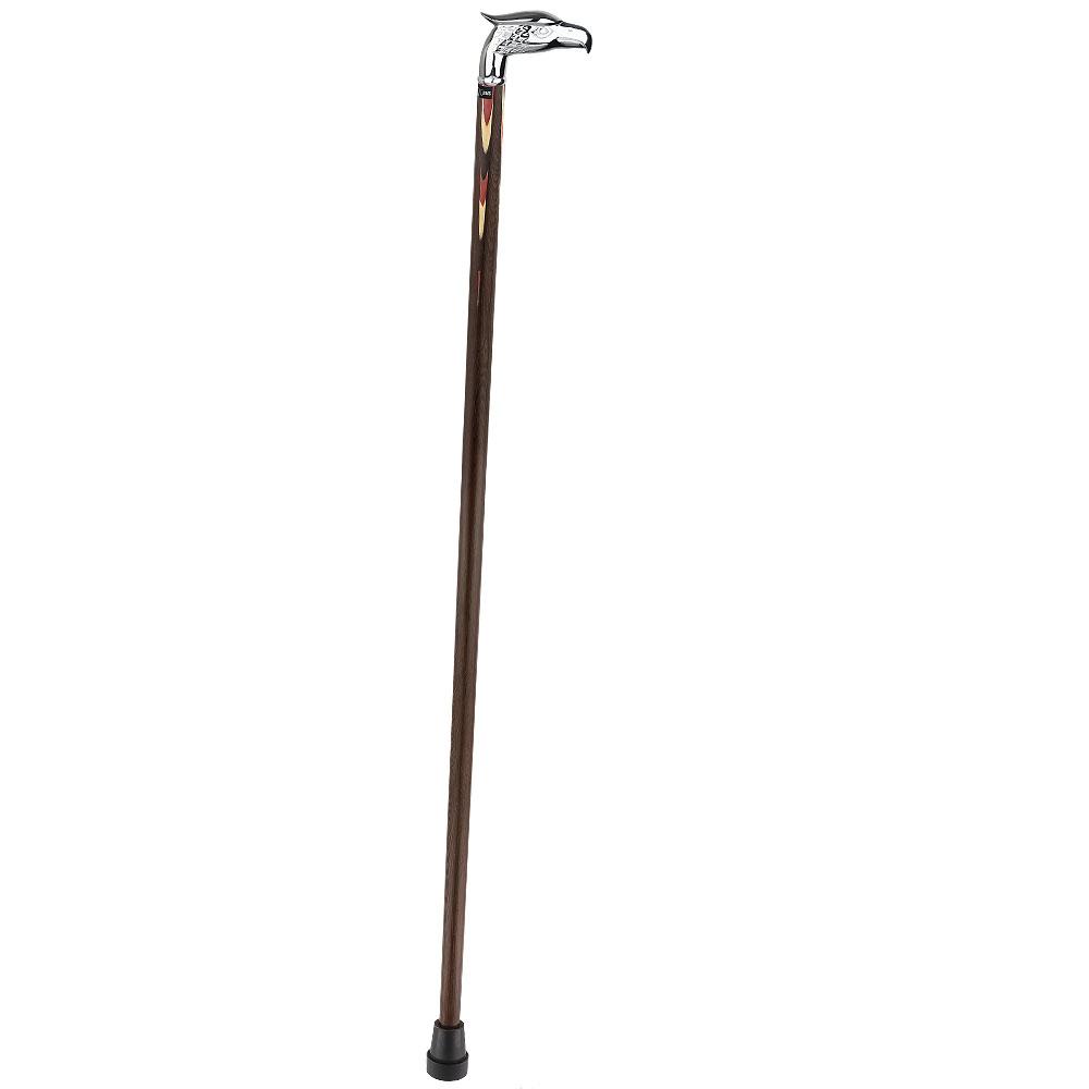 Royal Canes Colors Don't Run Chrome Plated Eagle Head Walking Cane With Inlaid Wenge Wood Shaft - Silver Collar