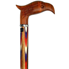 Royal Canes Colors Don't Run Eagle Handle Walking Cane With Inlaid Ovangkol Shaft and Silver Collar