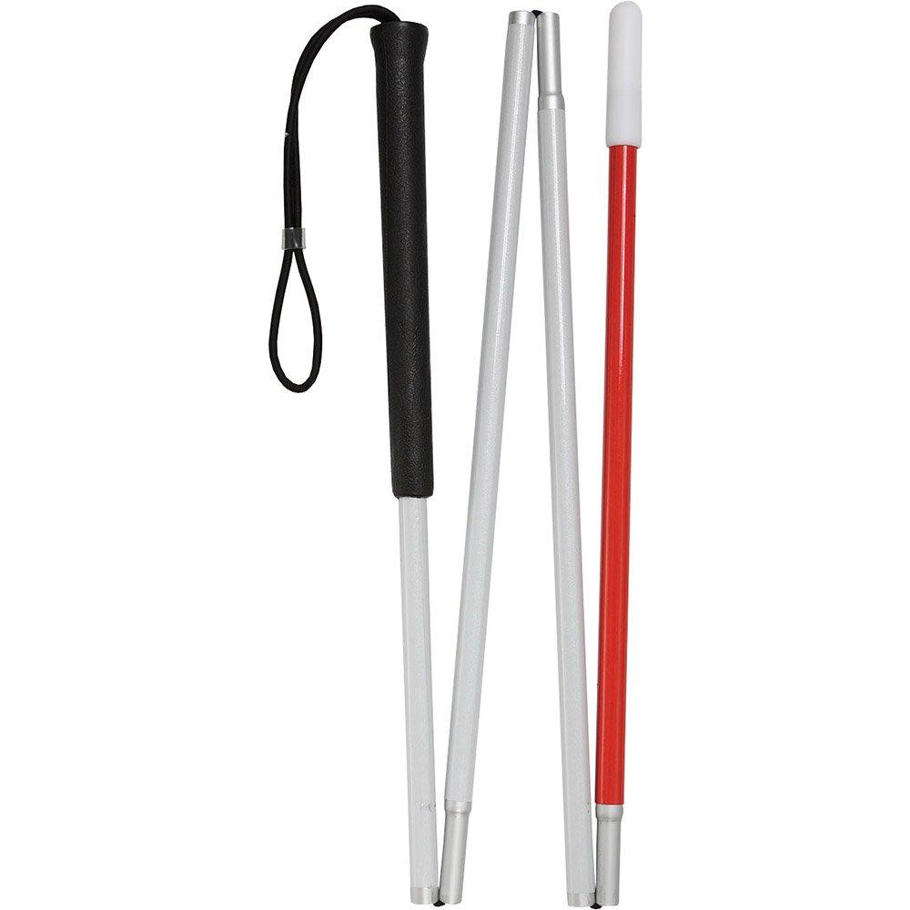 Royal Canes Sight Sensing Rubber Handle Stick With 4-Section Folding White and Red Reflective Shaft