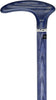 Royal Canes Blue Denim Cosmopolitan Handle Walking Cane With Ash Wood Shaft and Silver Collar