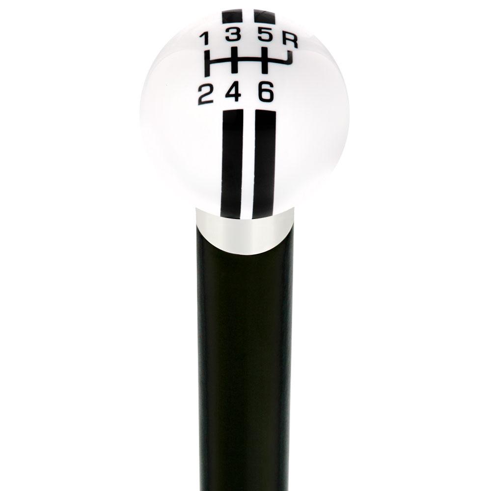 Royal Canes Black & White Rally Shift Round Knob Cane w/ Custom Wood Shaft & Collar