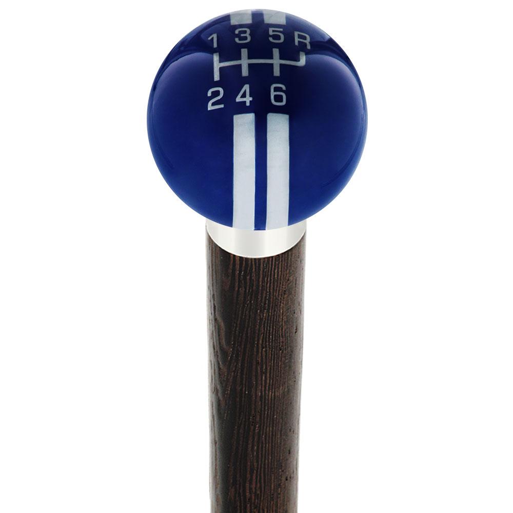 Royal Canes Dark Blue & Pearl Gray Rally Shift Round Knob Cane w/ Custom Wood Shaft & Collar
