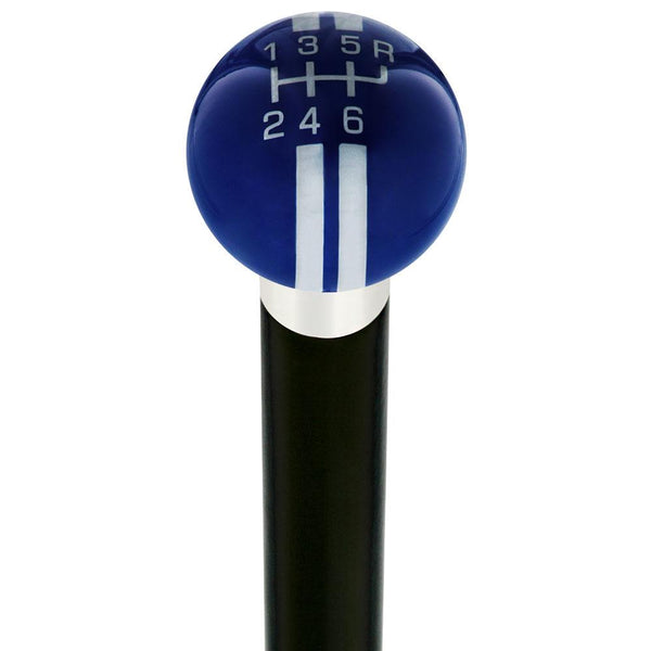 Royal Canes Dark Blue & Pearl Gray Rally Shift Round Knob Cane w/ Custom Wood Shaft & Collar