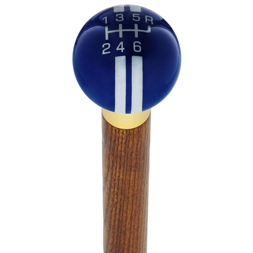 Royal Canes Dark Blue & Pearl Gray Rally Shift Round Knob Cane w/ Custom Wood Shaft & Collar