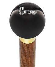 Royal Canes Licensed Camaro Emblem Black Round Knob Cane w/ Custom Color Ash Shaft & Collar