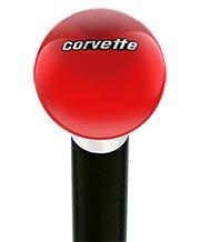 Royal Canes Licensed Corvette Emblem Red Round Knob Cane w/ Custom Wood Shaft & Collar