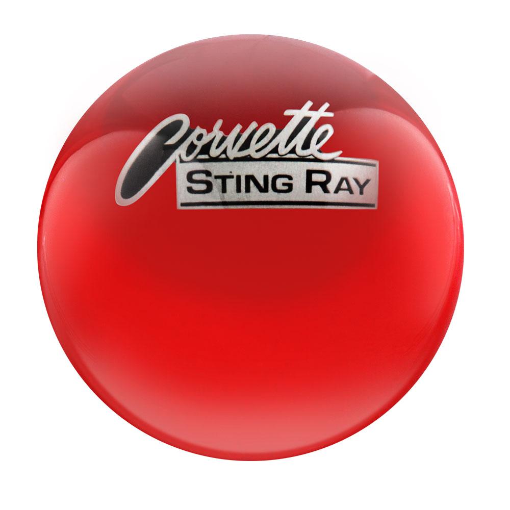 Royal Canes Licensed Corvette Sting Ray Vintage Emblem Red Round Knob Cane w/ Custom Color Ash Shaft & Collar