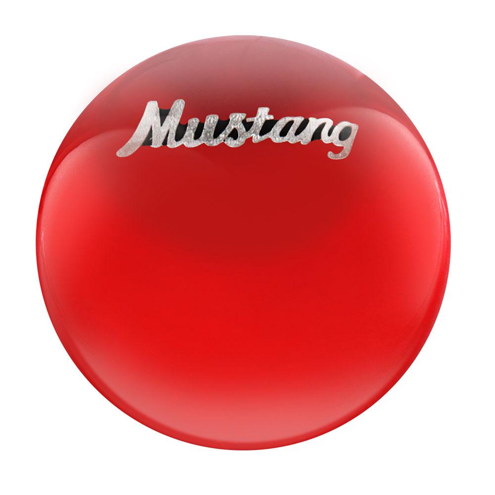 Royal Canes Licensed Mustang Vintage Emblem Red Round Knob Cane w/ Custom Wood Shaft & Collar
