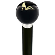 Royal Canes Mudflag Trucker Girl Black Round Knob Cane w/ Custom Wood Shaft & Collar