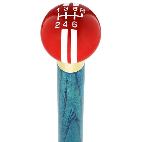 Royal Canes Red & White Rally Shift Round Knob Cane w/ Custom Color Ash Shaft & Collar