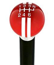 Royal Canes Red & White Rally Shift Round Knob Cane w/ Custom Wood Shaft & Collar