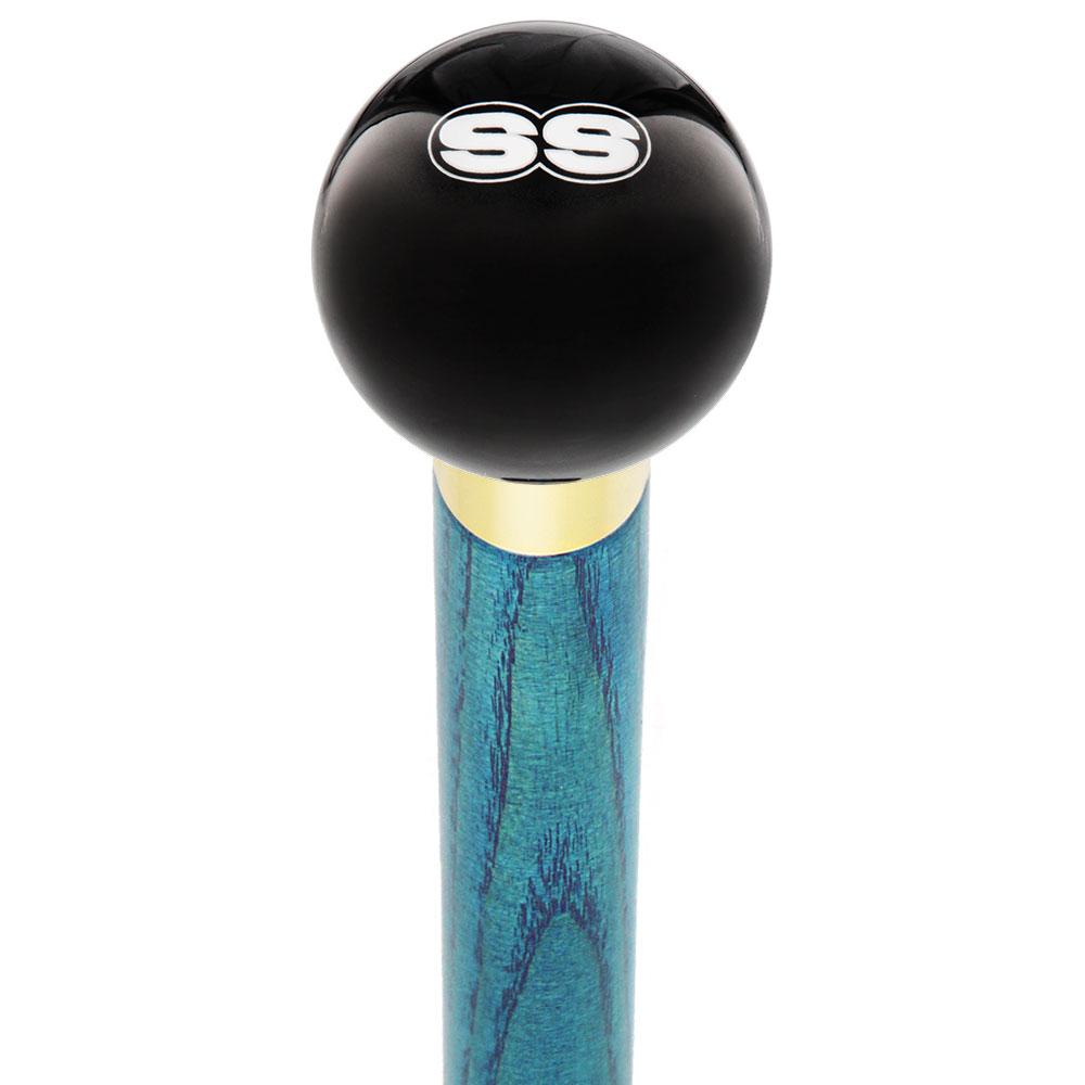 Royal Canes SS Car Emblem Black Round Knob Cane w/ Custom Color Ash Shaft & Collar