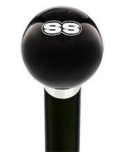 Royal Canes SS Car Emblem Black Round Knob Cane w/ Custom Wood Shaft & Collar