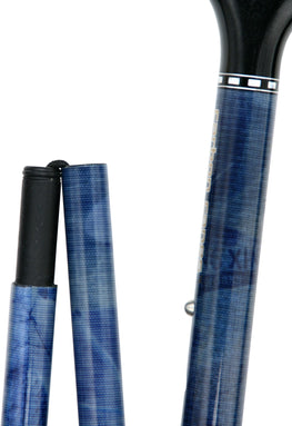 Royal Canes Carbon Fiber Blue Jean Denim Derby Walking Cane With Folding Adjustable Carbon Fiber Shaft - Collar