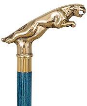 Royal Canes Brass Jaguar Handle Walking Cane w/ Custom Color Stained Ash Shaft & Collar