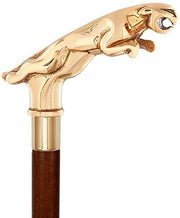Royal Canes Brass Jaguar Handle Walking Cane w/ Custom Shaft and Collar