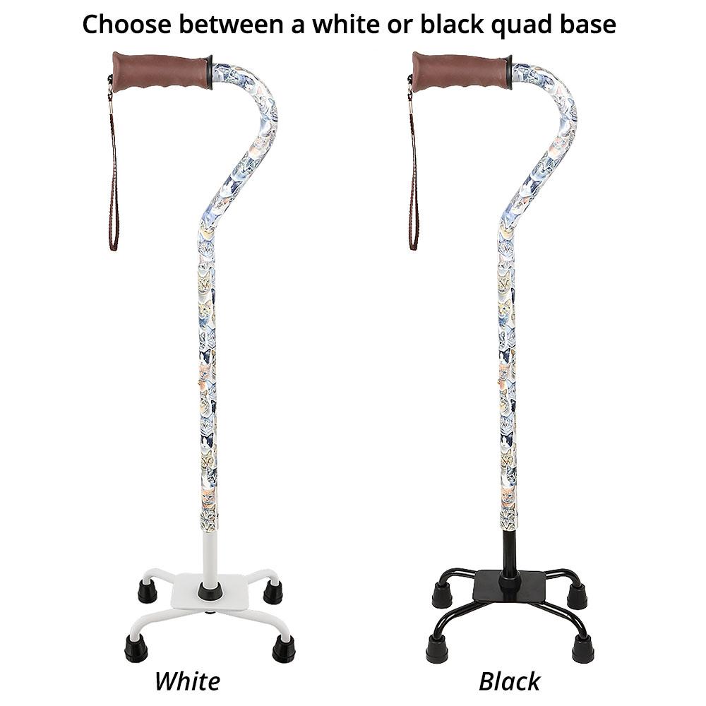 Royal Canes Cats Convertible Quad Base Walking Cane with Comfort Grip - Adjustable Shaft