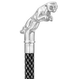 Royal Canes Chrome Jaguar Handle Walking Cane w/ Custom Laser Etched Shaft