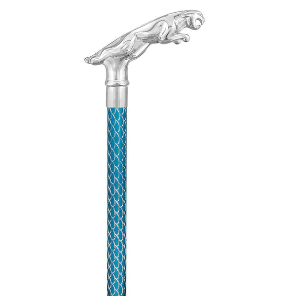 Chrome Jaguar Handle Walking Cane w/ Custom Laser Etched Shaft